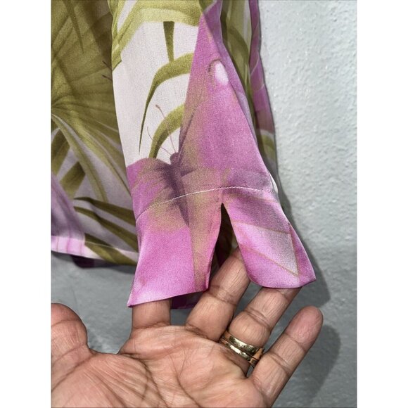 Vintage 90s Tommy Bahama Womens XL Silk Satin Butterfly Button Shirt Blouse 2pc - Picture 10 of 16